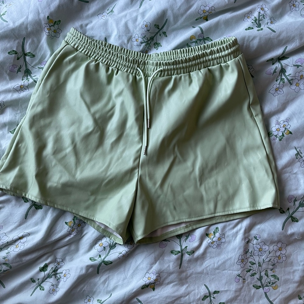 Green Pleather Shorts